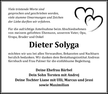 Traueranzeige von Dieter Solyga von Märkischen Allgemeine Zeitung