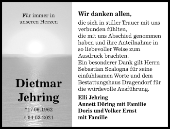 Traueranzeige von Dietmar Jehring von Aller Zeitung