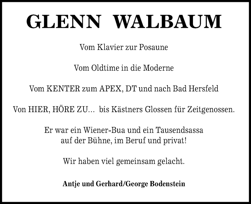  Traueranzeige für Glenn Walbaum vom 06.03.2021 aus Göttinger Tageblatt