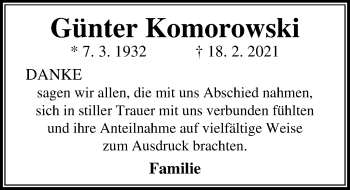 Traueranzeige von Günter Komorowski von Aller Zeitung