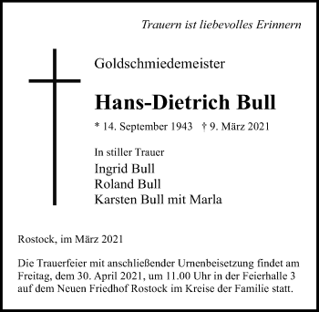 Traueranzeige von Hans-Dietrich Bull von Ostsee-Zeitung GmbH