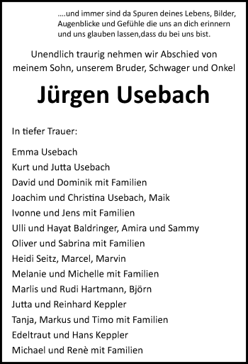 Traueranzeige von Jürgen Usebach von Göttinger Tageblatt