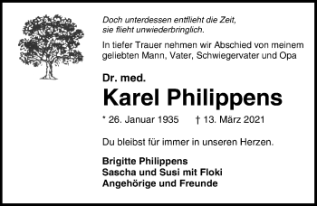 Traueranzeige von Karel Philippens von Hannoversche Allgemeine Zeitung/Neue Presse