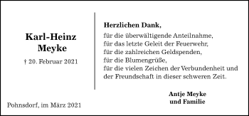 Traueranzeige von Karl-Heinz Dank von Kieler Nachrichten