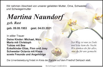 Traueranzeige von Martina Naundorf von Leipziger Volkszeitung