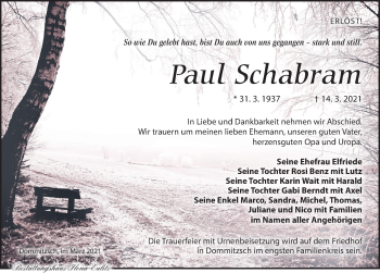 Traueranzeige von Paul Schabram von Torgauer Zeitung