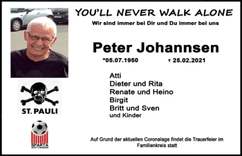 Traueranzeige von Peter Johannsen von Göttinger Tageblatt