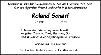 Traueranzeige von Roland Scharf von Leipziger Volkszeitung