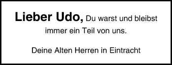 Traueranzeige von Udo  von Lübecker Nachrichten