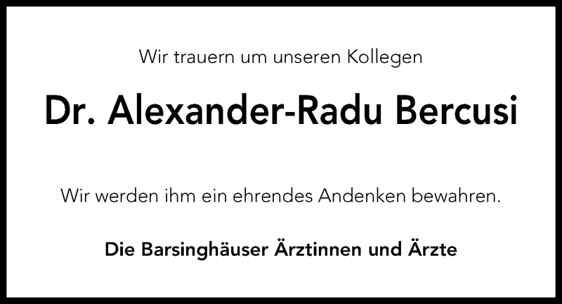  Traueranzeige für Alexander-Radu Bercusi vom 10.04.2021 aus Hannoversche Allgemeine Zeitung/Neue Presse