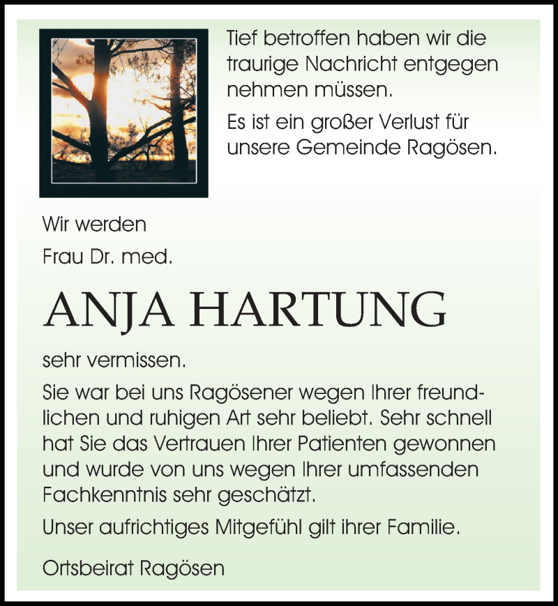  Traueranzeige für Anja Hartung vom 03.04.2021 aus Märkischen Allgemeine Zeitung