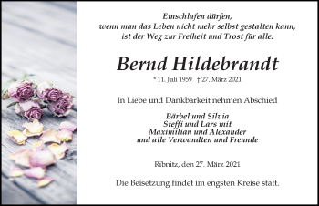 Traueranzeige von Bernd Hildebrandt von Ostsee-Zeitung GmbH