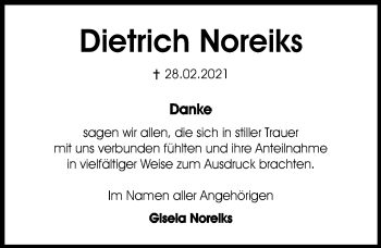 Traueranzeige von Dietrich Noreiks von Aller Zeitung