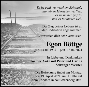 Traueranzeige von Egon Böttge von Märkischen Allgemeine Zeitung