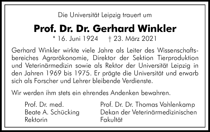  Traueranzeige für Gerhard Winkler vom 17.04.2021 aus Leipziger Volkszeitung