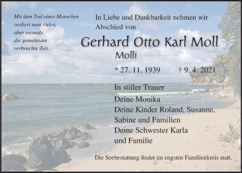 Traueranzeige von Gerhard Otto Karl Moll von Ostsee-Zeitung GmbH