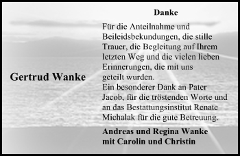 Traueranzeige von Gertrud Wanke von Peiner Allgemeine Zeitung