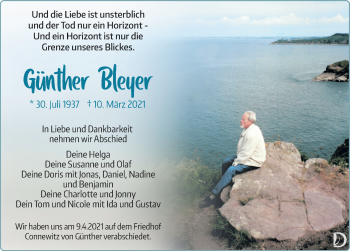 Traueranzeige von Günther Bleyer von Leipziger Volkszeitung