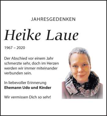 Traueranzeige von Heike Laue von Leipziger Volkszeitung