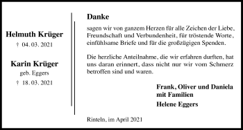 Traueranzeige von Helmuth Krüger von Schaumburger Nachrichten