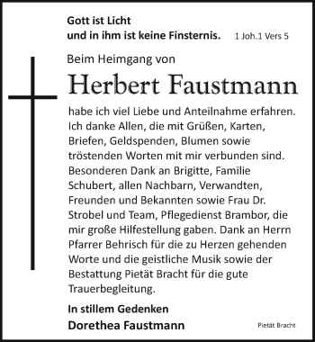 Traueranzeige von Herbert Faustmann von Leipziger Volkszeitung