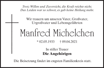Traueranzeige von Manfred Michelchen von Märkischen Allgemeine Zeitung