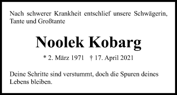 Traueranzeige von Noolek Kobarg von Kieler Nachrichten