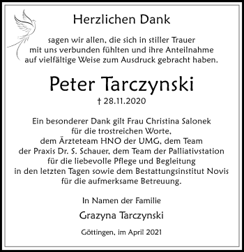 Traueranzeige von Peter Tarczynski von Göttinger Tageblatt