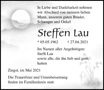 Traueranzeige von Steffen Lau von Ostsee-Zeitung GmbH