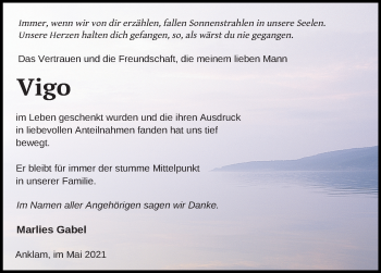 Traueranzeige von Vigo  von Märkischen Allgemeine Zeitung