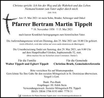 Traueranzeige von BertramMartin Tippelt von Märkischen Allgemeine Zeitung
