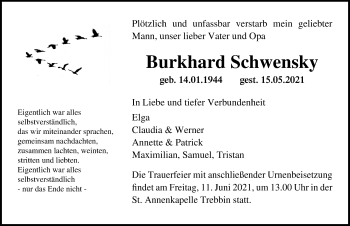 Traueranzeige von Burkhard Schwensky von Märkischen Allgemeine Zeitung