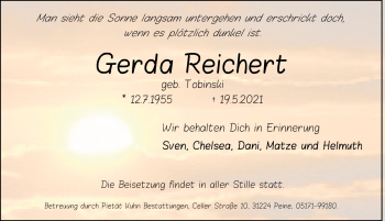 Traueranzeige von Gerda Reichert von Peiner Allgemeine Zeitung