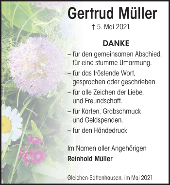 Traueranzeige von Gertrud Müller von Göttinger Tageblatt