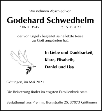 Traueranzeige von Godehard Schwedhelm von Göttinger Tageblatt