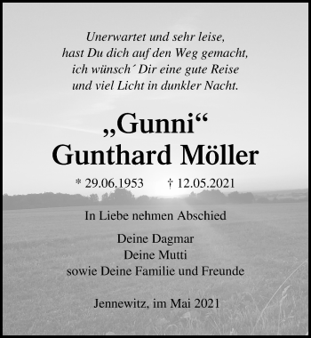 Traueranzeige von Gunthard Möller von Ostsee-Zeitung GmbH
