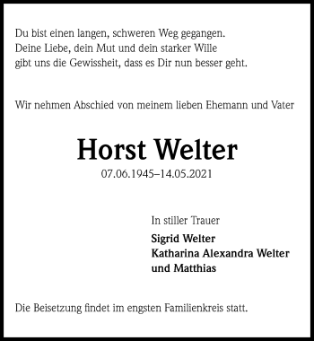 Traueranzeige von Horst Welter von Göttinger Tageblatt