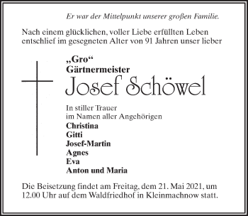 Traueranzeige von Josef Schöwel von Märkischen Allgemeine Zeitung