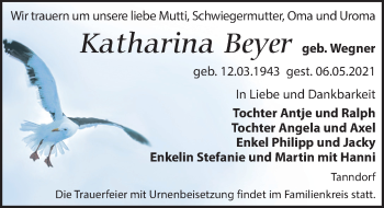 Traueranzeige von Katharina Beyer von Leipziger Volkszeitung