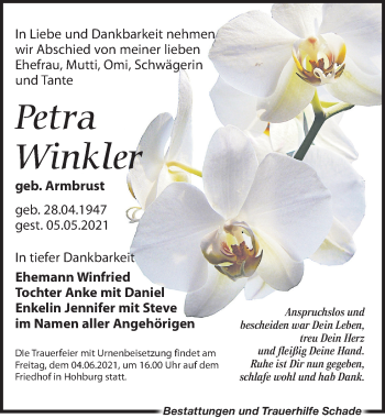 Traueranzeige von Petra Winkler von Leipziger Volkszeitung