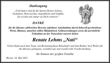 Traueranzeige von Renate Lehms von Märkischen Allgemeine Zeitung