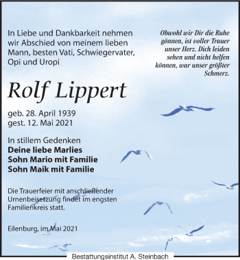 Traueranzeige von Rolf Lippert von Leipziger Volkszeitung