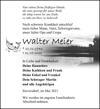 Traueranzeige von Walter Meer von Märkischen Allgemeine Zeitung