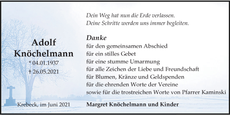  Traueranzeige für Adolf Knöchelmann vom 12.06.2021 aus Göttinger Tageblatt