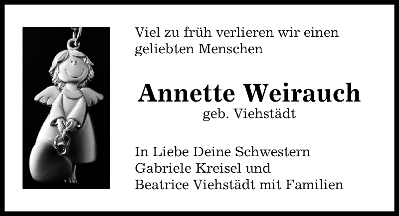  Traueranzeige für Annette Weirauch vom 05.06.2021 aus Hannoversche Allgemeine Zeitung/Neue Presse