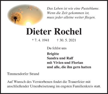 Traueranzeige von Dieter Rochel von Lübecker Nachrichten