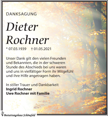Traueranzeige von Dieter Rochner von Leipziger Volkszeitung