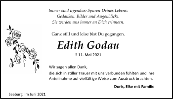 Traueranzeige von Edith Godau von Eichsfelder Tageblatt