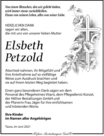 Traueranzeige von Elsbeth Petzold von Torgauer Zeitung