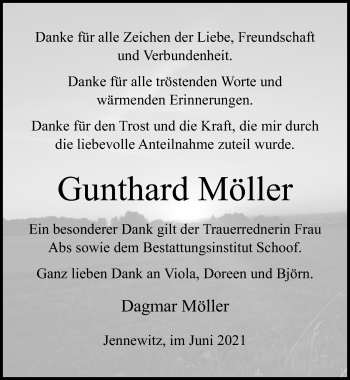 Traueranzeige von Gunthard Möller von Ostsee-Zeitung GmbH